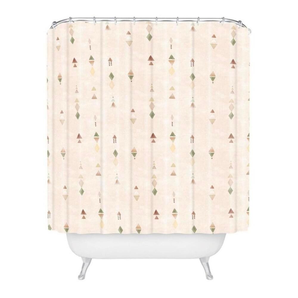 Deny Designs Terracotta Triangle Shower Curtain Beige Boho Polyester